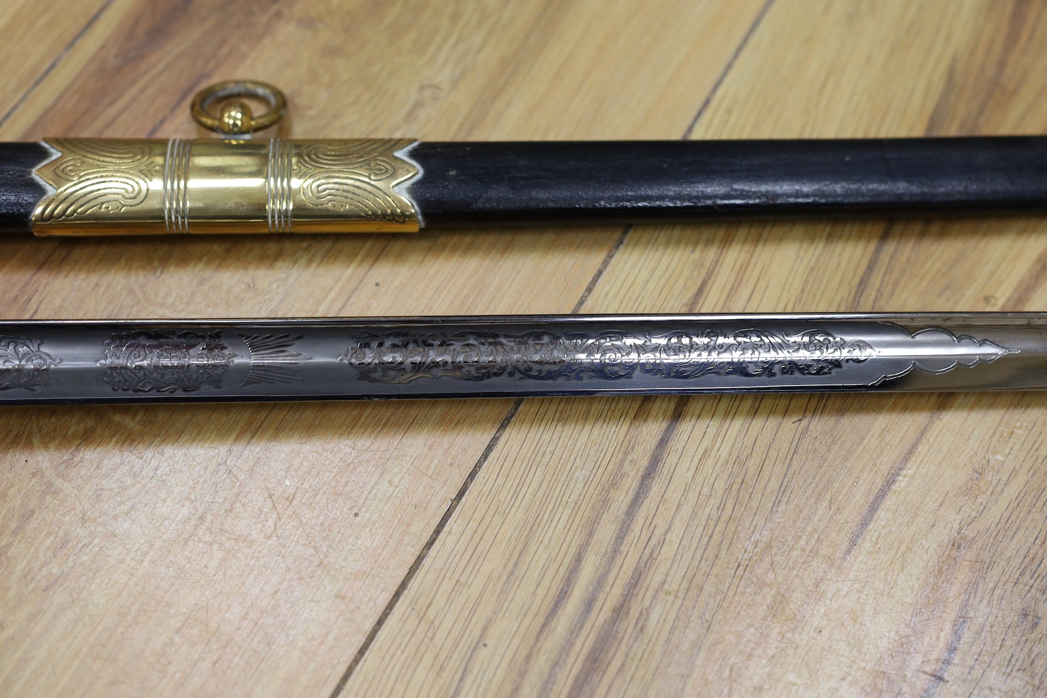 A QEII Naval officer's dress sword and scabbard